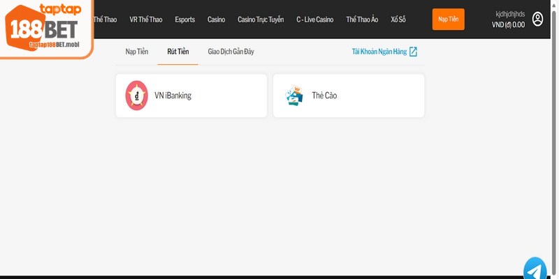 Quy trình rút tiền 188BET đơn giản cho mọi người
